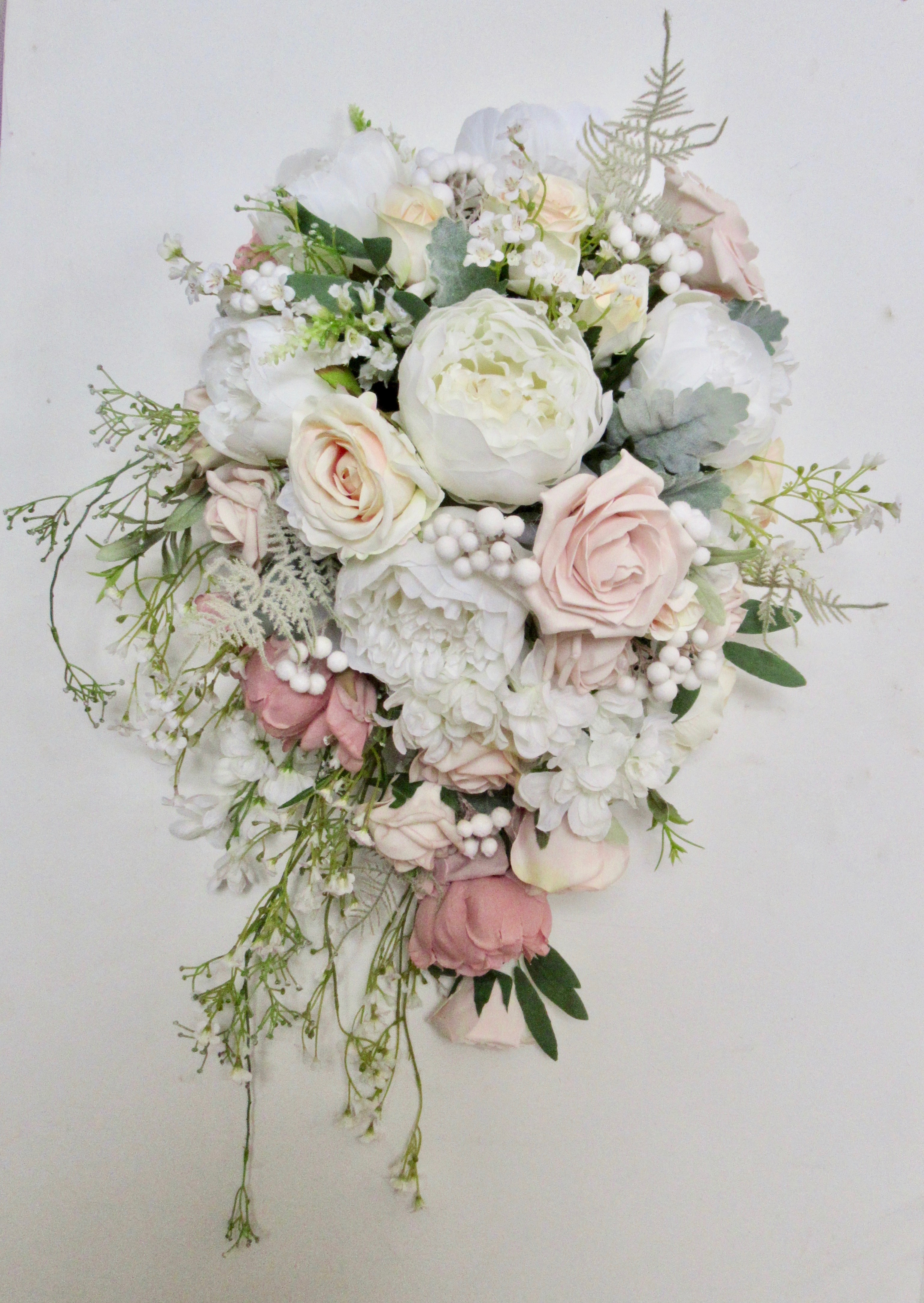 Blush & white Peony wedding bouquet shower modern design